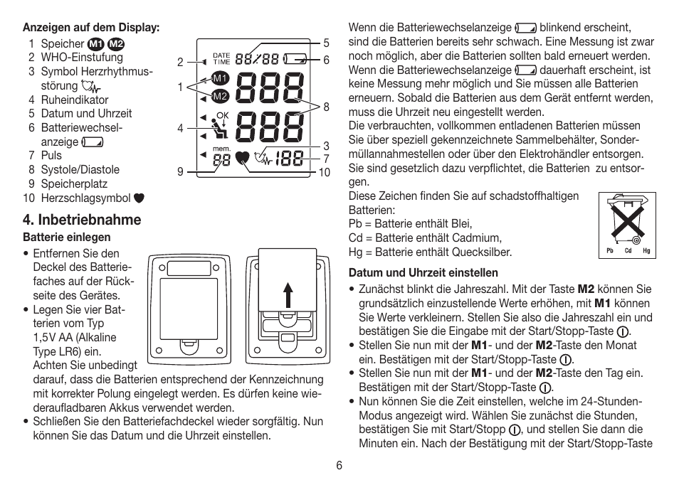 Inbetriebnahme | Beurer BM 60 User Manual | Page 6 / 100