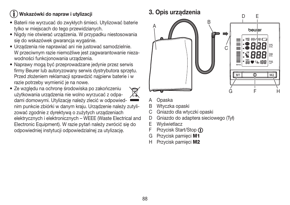 Opis urządzenia | Beurer BM 60 User Manual | Page 88 / 100