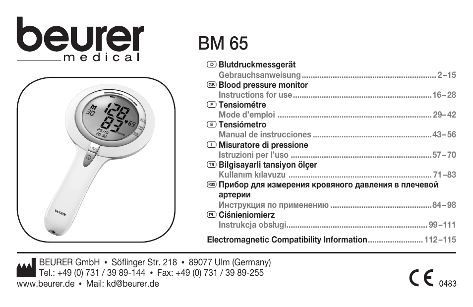 Beurer BM 65 User Manual | 116 pages