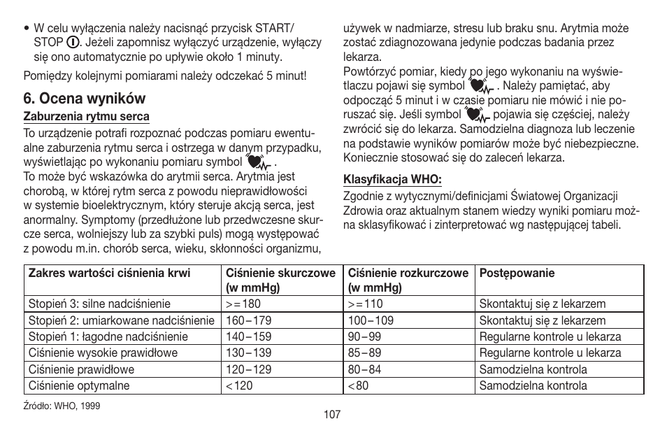 Ocena wyników | Beurer BM 65 User Manual | Page 107 / 116