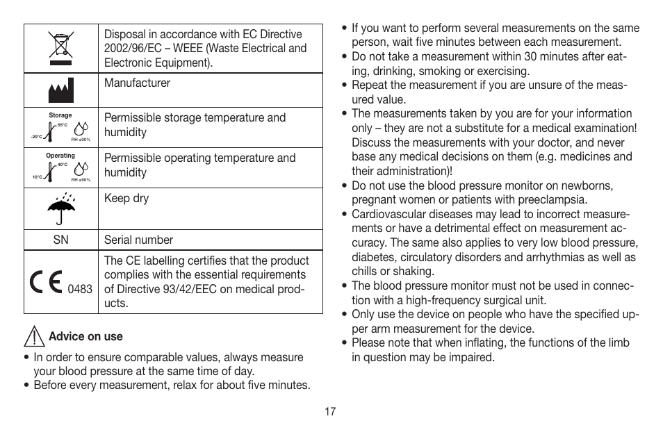 Beurer BM 65 User Manual | Page 17 / 116