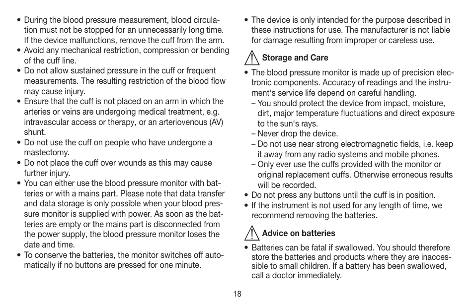 Beurer BM 65 User Manual | Page 18 / 116