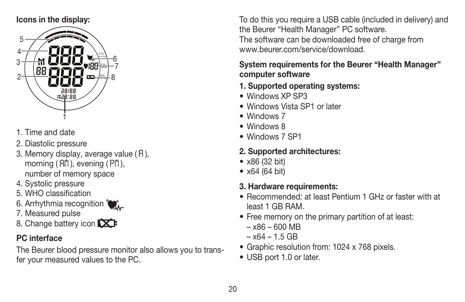 Beurer BM 65 User Manual | Page 20 / 116