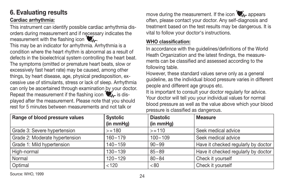 Evaluating results | Beurer BM 65 User Manual | Page 24 / 116