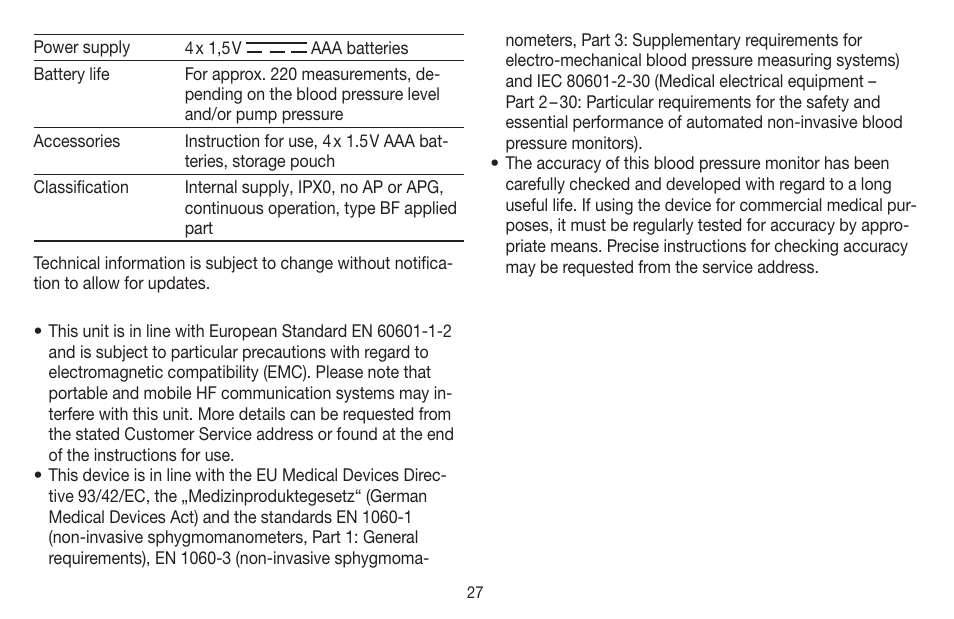 Beurer BM 65 User Manual | Page 27 / 116
