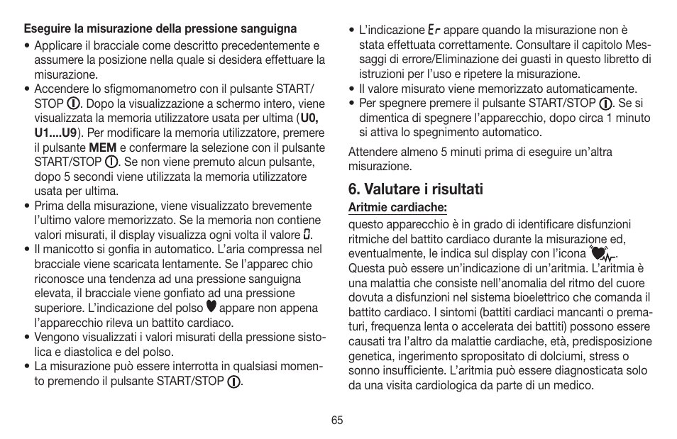 Valutare i risultati | Beurer BM 65 User Manual | Page 65 / 116