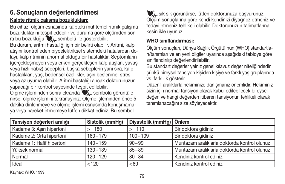 Sonuçların değerlendirilmesi | Beurer BM 65 User Manual | Page 79 / 116