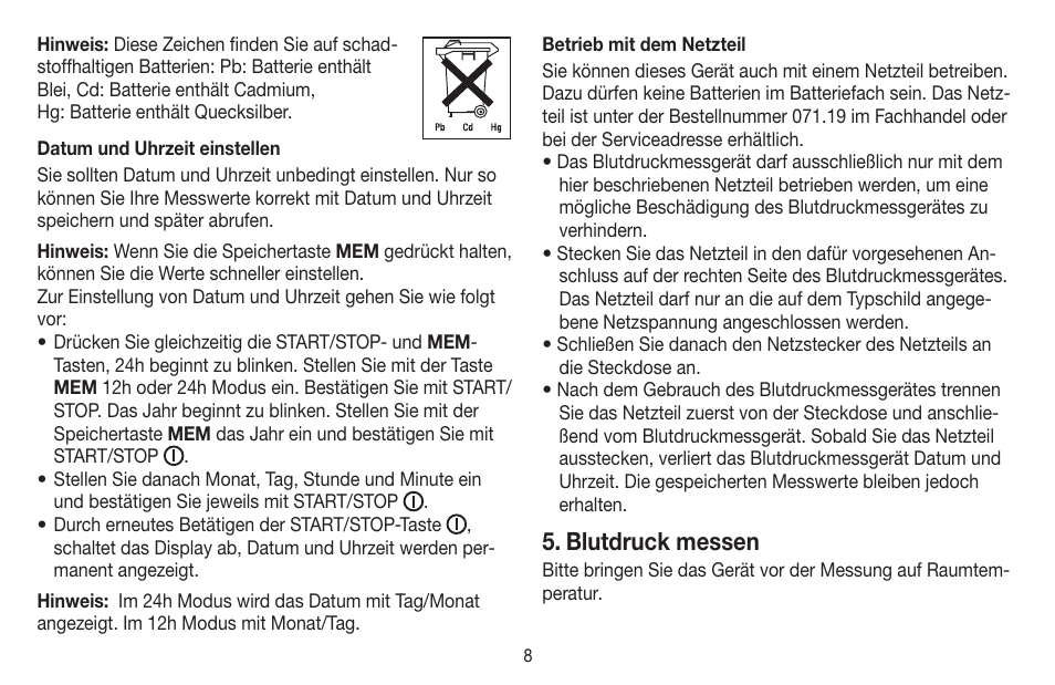 Blutdruck messen | Beurer BM 65 User Manual | Page 8 / 116