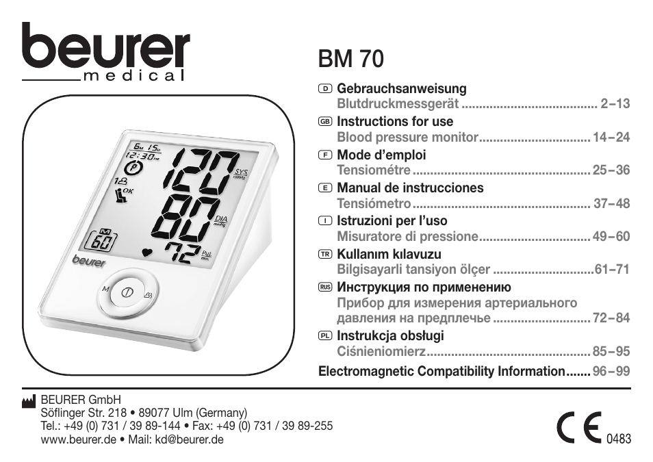 Beurer BM 70 User Manual | 100 pages