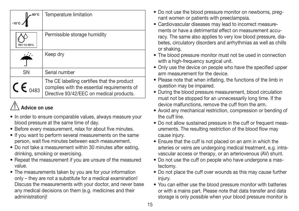 Beurer BM 70 User Manual | Page 15 / 100
