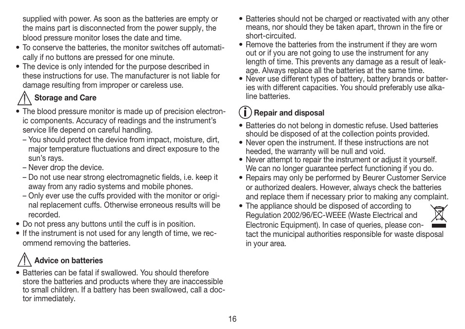Beurer BM 70 User Manual | Page 16 / 100