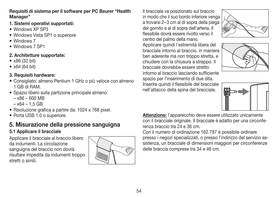 Misurazione della pressione sanguigna | Beurer BM 70 User Manual | Page 54 / 100