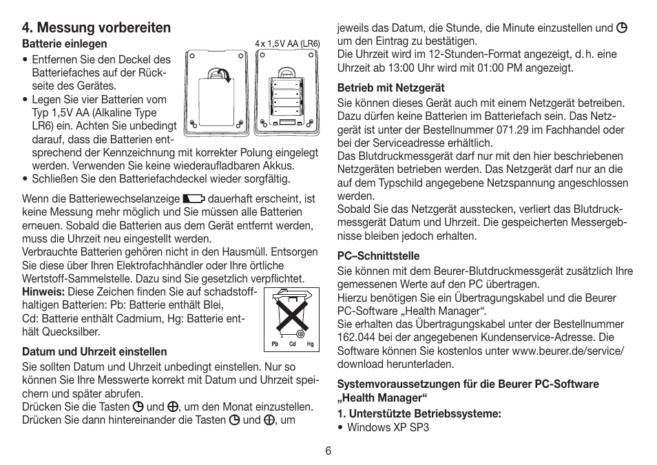 Messung vorbereiten | Beurer BM 70 User Manual | Page 6 / 100