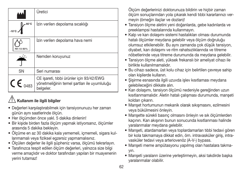 Beurer BM 70 User Manual | Page 62 / 100