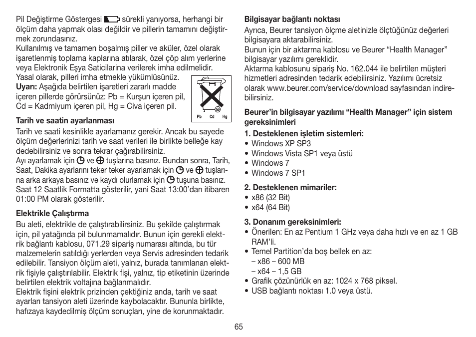 Beurer BM 70 User Manual | Page 65 / 100