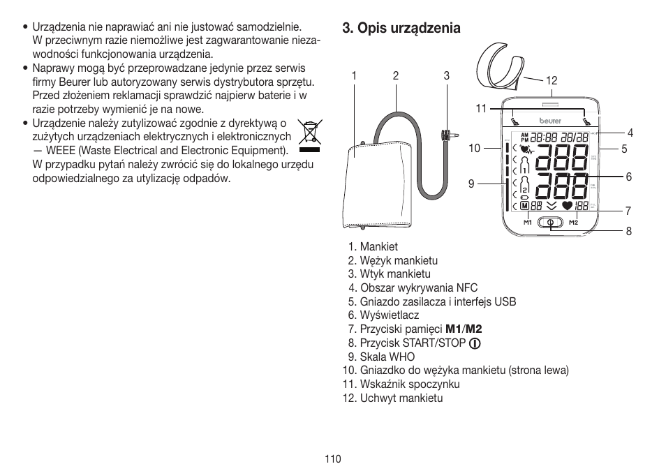 Opis urządzenia | Beurer BM 75 User Manual | Page 110 / 128