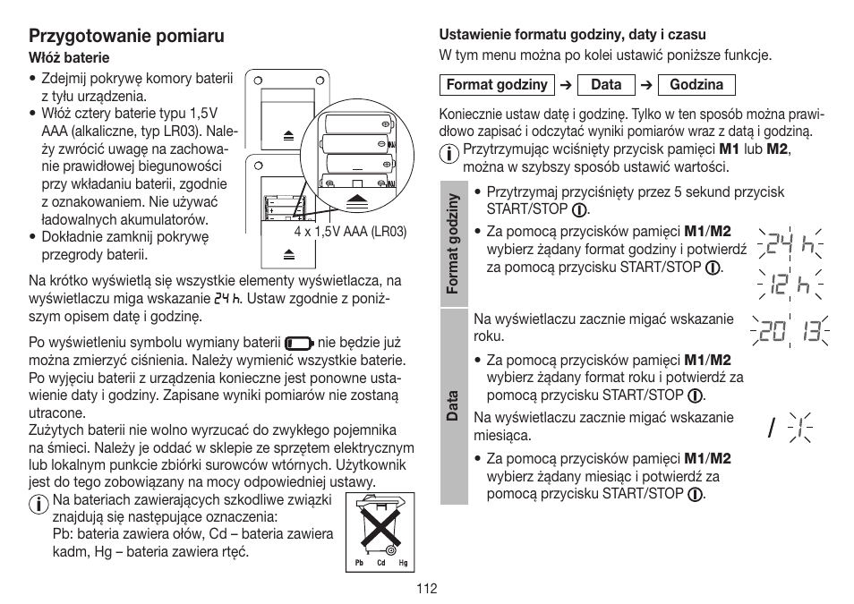 Przygotowanie pomiaru | Beurer BM 75 User Manual | Page 112 / 128