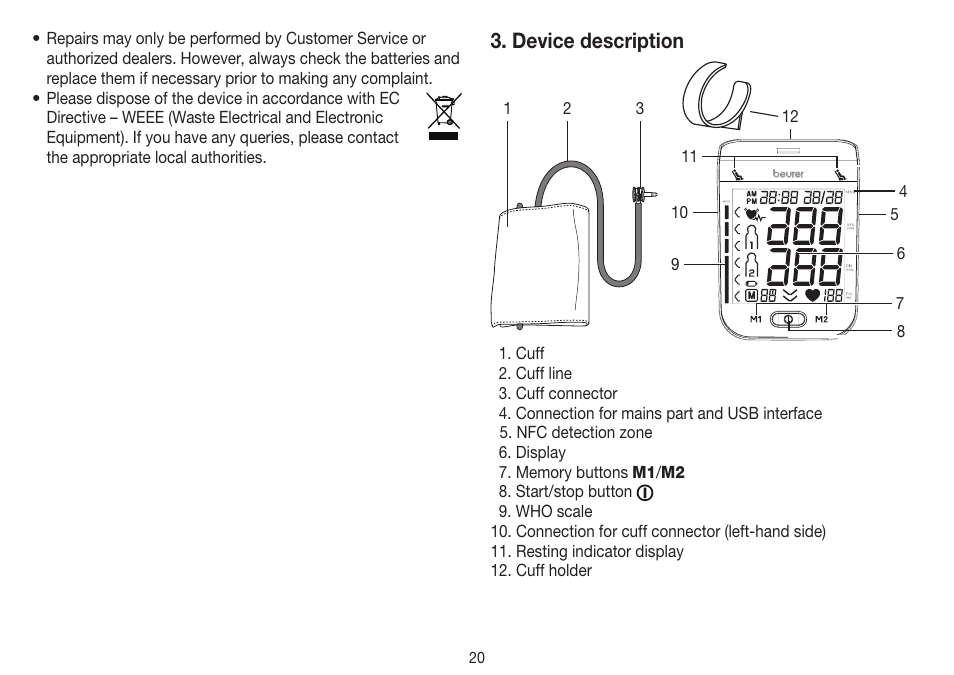 Device description | Beurer BM 75 User Manual | Page 20 / 128