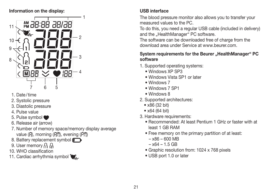 Beurer BM 75 User Manual | Page 21 / 128