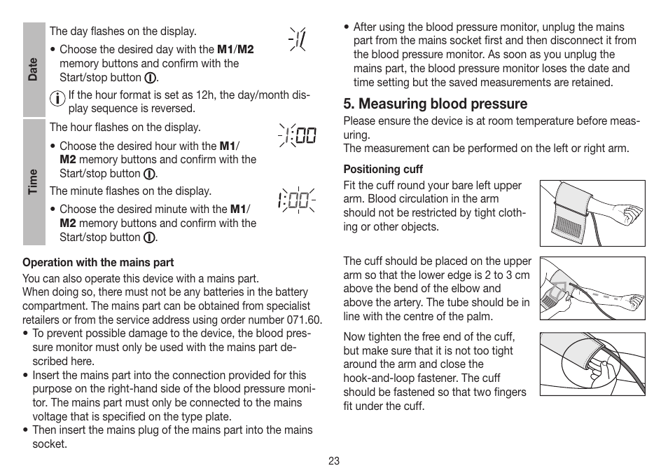 Measuring blood pressure | Beurer BM 75 User Manual | Page 23 / 128