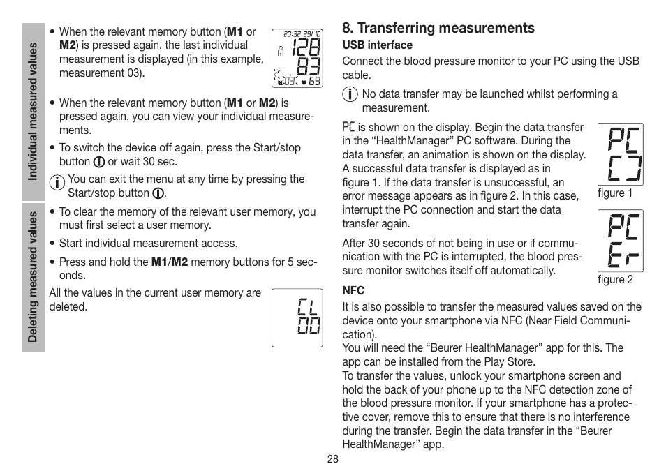 Transferring measurements | Beurer BM 75 User Manual | Page 28 / 128