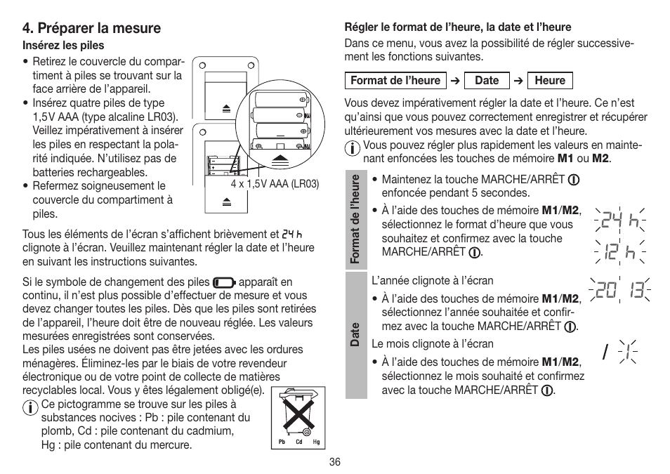 Préparer la mesure | Beurer BM 75 User Manual | Page 36 / 128