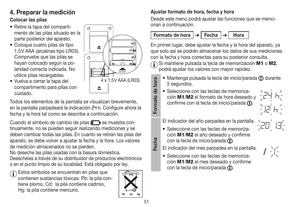 Preparar la medición | Beurer BM 75 User Manual | Page 51 / 128