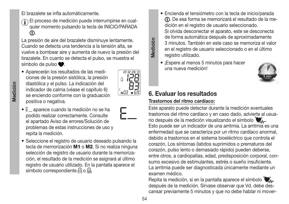 Evaluar los resultados | Beurer BM 75 User Manual | Page 54 / 128