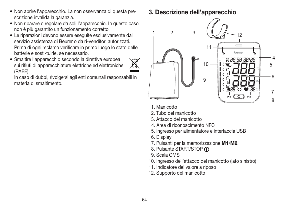 Descrizione dell’apparecchio | Beurer BM 75 User Manual | Page 64 / 128
