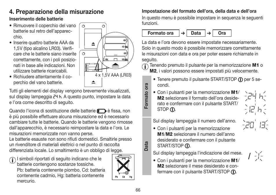 Preparazione della misurazione | Beurer BM 75 User Manual | Page 66 / 128