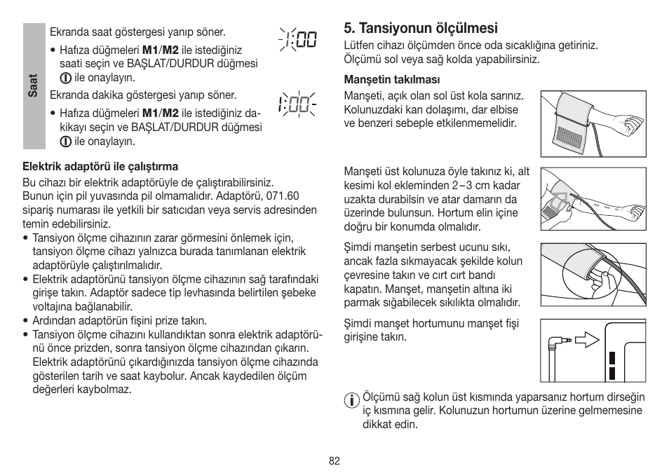 Tansiyonun ölçülmesi | Beurer BM 75 User Manual | Page 82 / 128