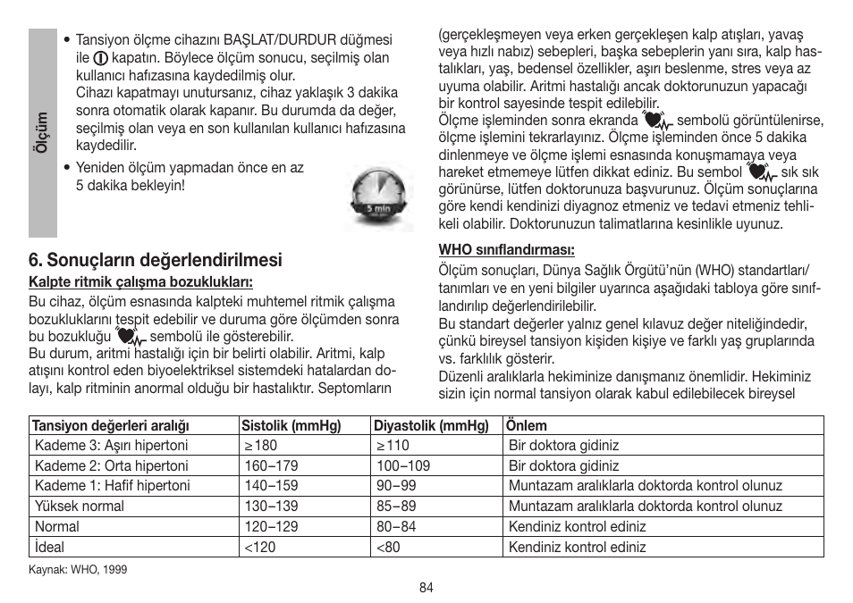 Sonuçların değerlendirilmesi | Beurer BM 75 User Manual | Page 84 / 128