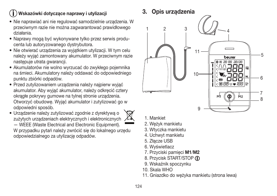 Opis urządzenia | Beurer BM 85 User Manual | Page 124 / 144