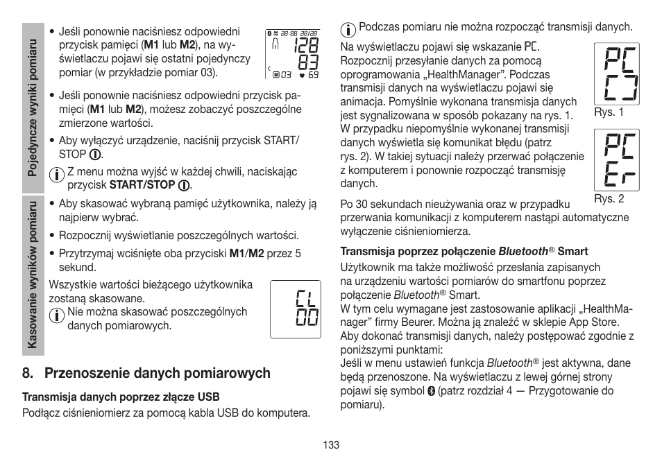 Przenoszenie danych pomiarowych | Beurer BM 85 User Manual | Page 133 / 144