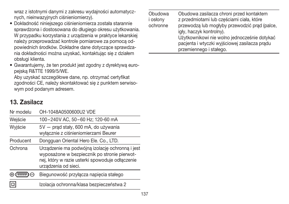 Zasilacz | Beurer BM 85 User Manual | Page 137 / 144