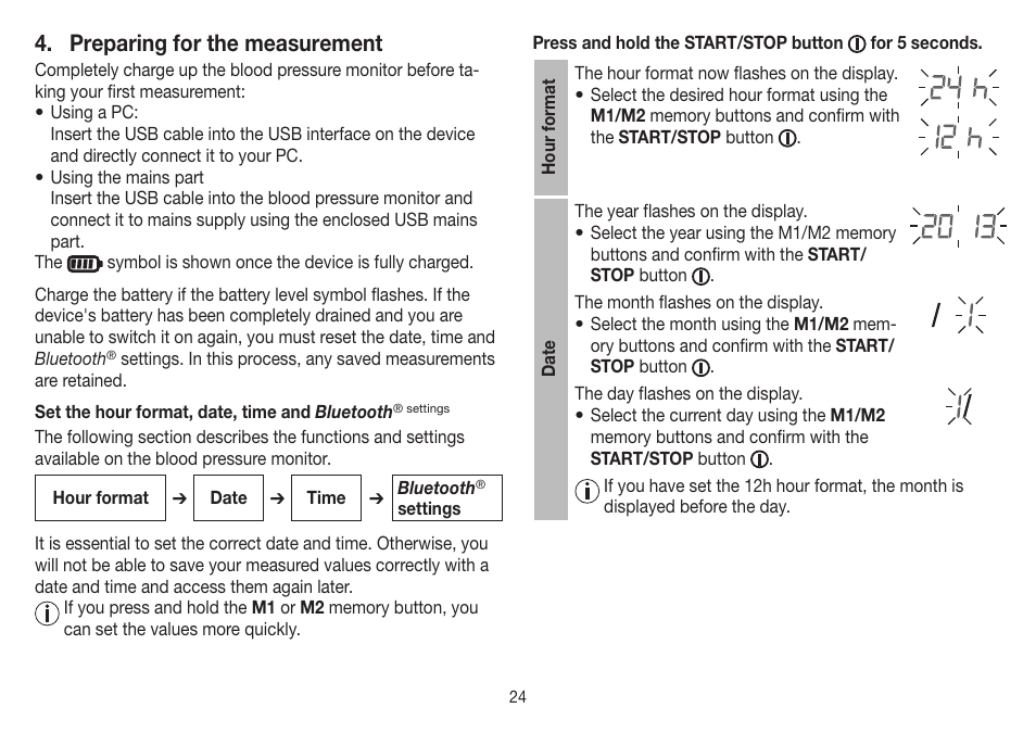 Preparing for the measurement | Beurer BM 85 User Manual | Page 24 / 144