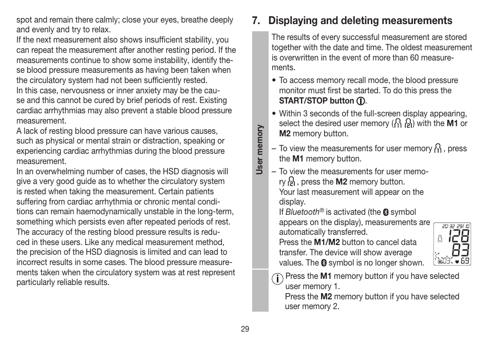 Displaying and deleting measurements | Beurer BM 85 User Manual | Page 29 / 144