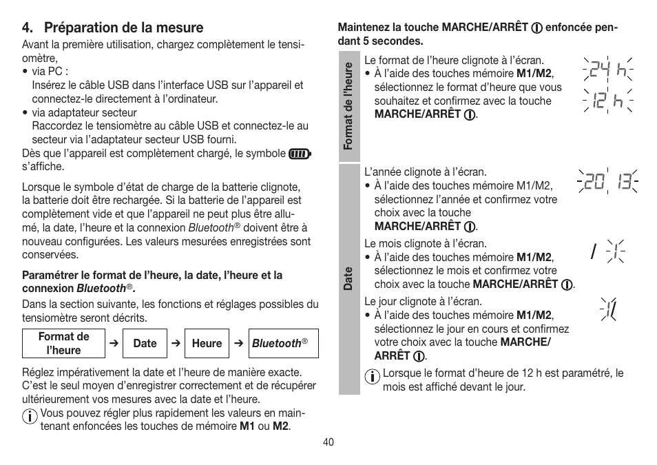 Préparation de la mesure | Beurer BM 85 User Manual | Page 40 / 144