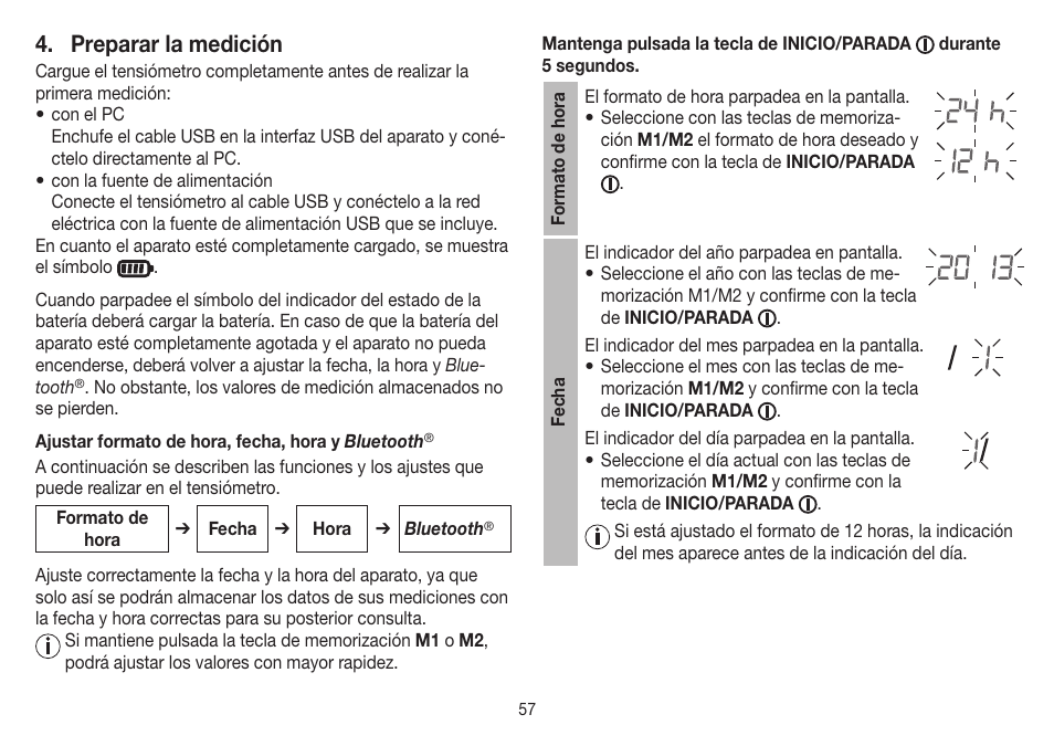 Preparar la medición | Beurer BM 85 User Manual | Page 57 / 144