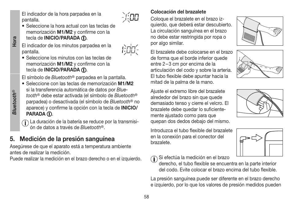 Medición de la presión sanguínea | Beurer BM 85 User Manual | Page 58 / 144