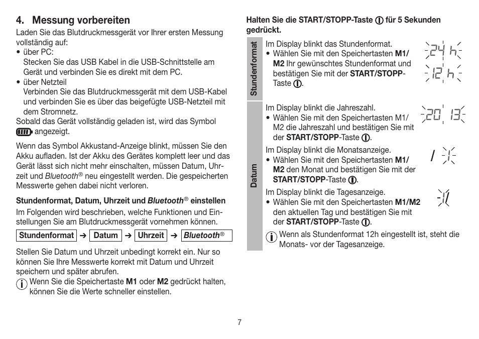 Messung vorbereiten | Beurer BM 85 User Manual | Page 7 / 144