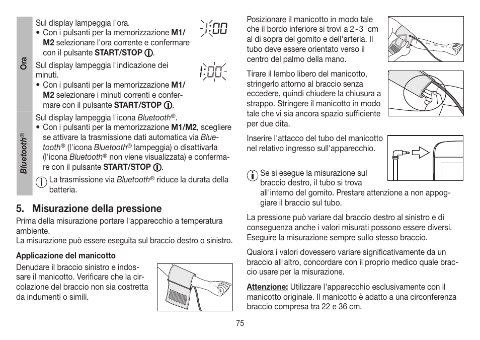 Misurazione della pressione | Beurer BM 85 User Manual | Page 75 / 144