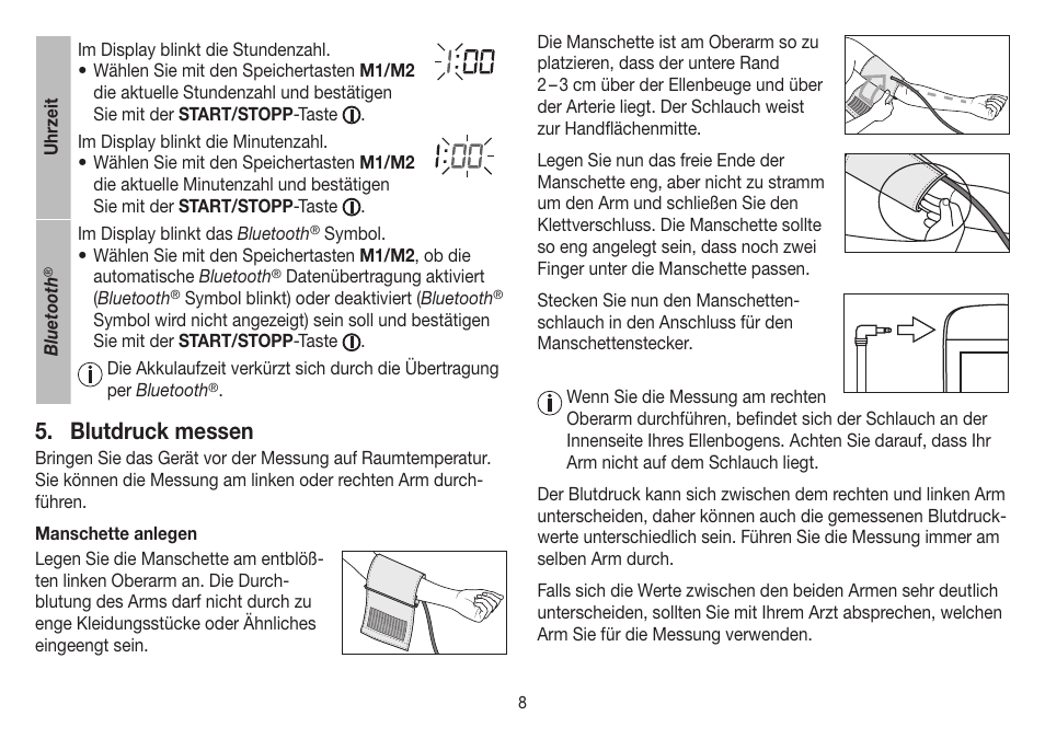 Blutdruck messen | Beurer BM 85 User Manual | Page 8 / 144