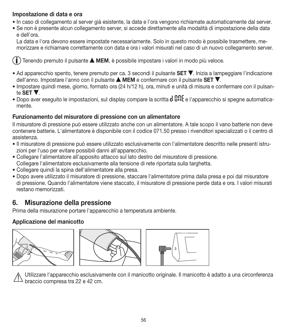 Misurazione della pressione | Beurer BM 90 User Manual | Page 56 / 104