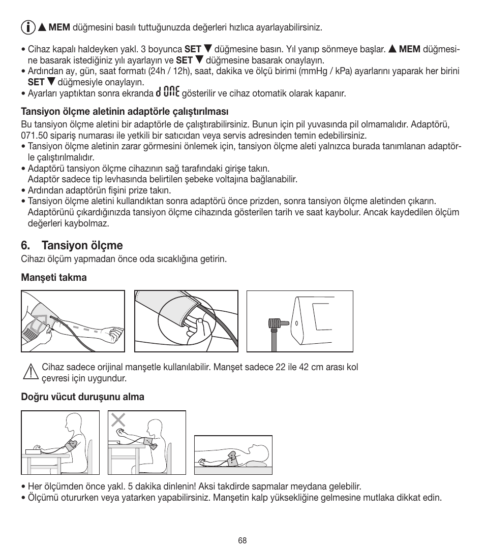 Tansiyon ölçme | Beurer BM 90 User Manual | Page 68 / 104