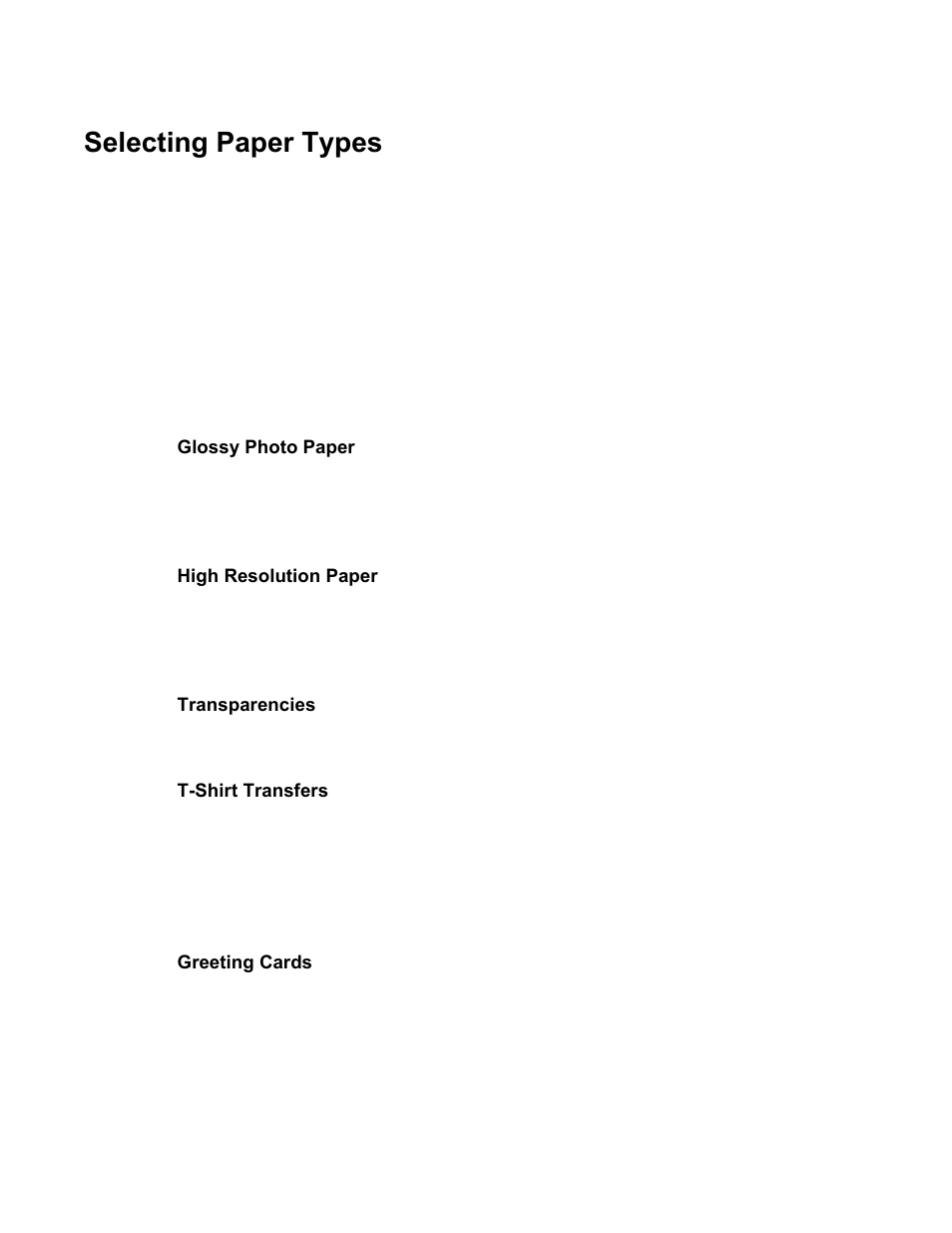 Selecting paper types | Canon BJC-80 User Manual | Page 26 / 101