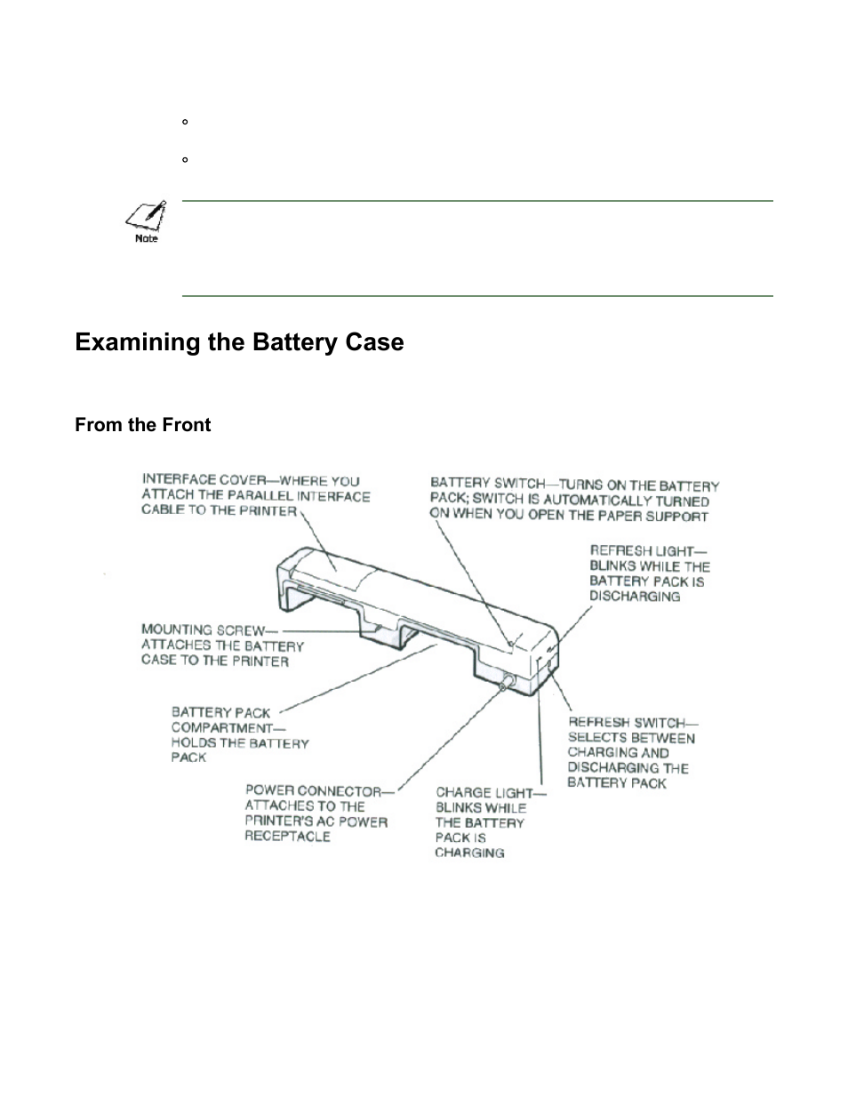 Examining the battery case, From the front | Canon BJC-80 User Manual | Page 70 / 101