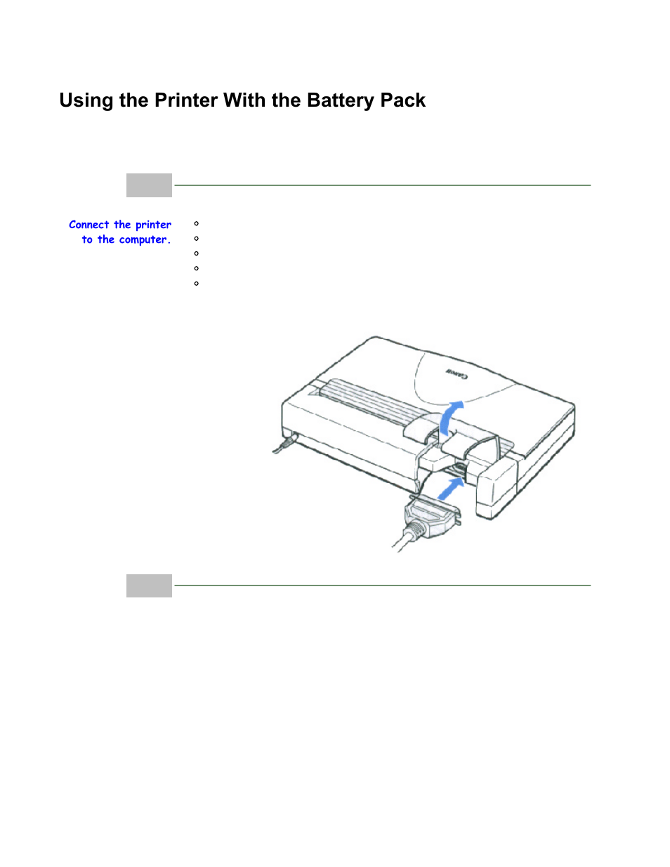 Using the printer with the battery pack | Canon BJC-80 User Manual | Page 77 / 101