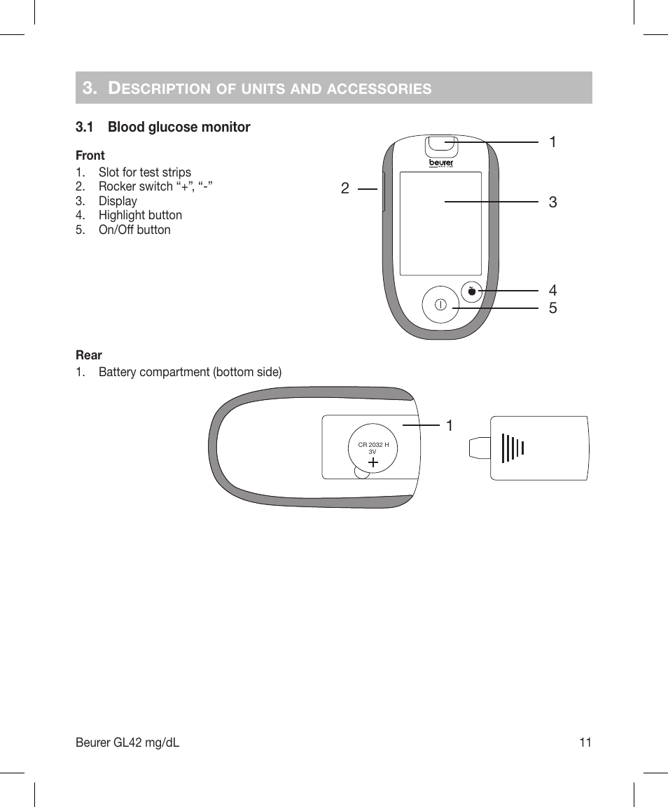 Beurer GL 42 (mg/dL) User Manual | Page 11 / 32