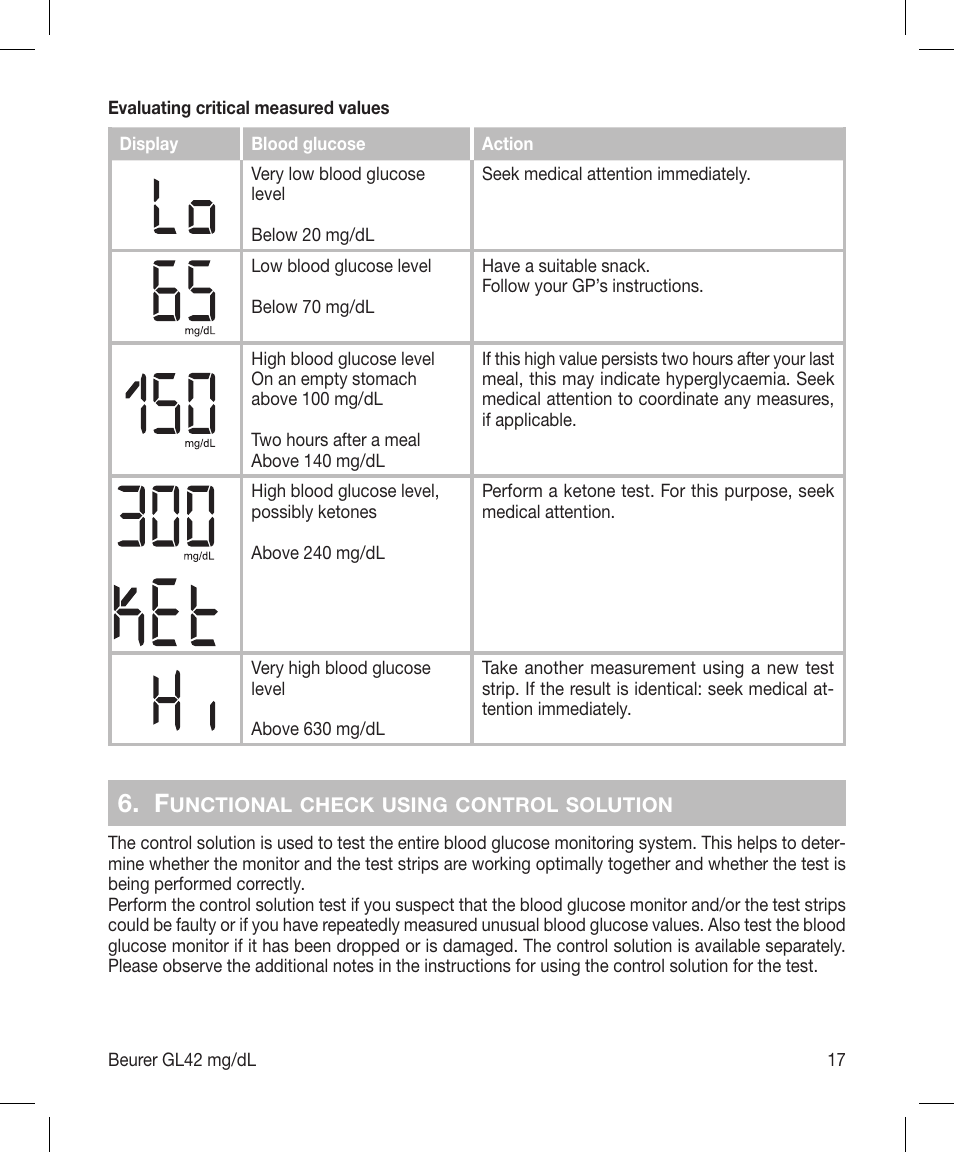 Beurer GL 42 (mg/dL) User Manual | Page 17 / 32